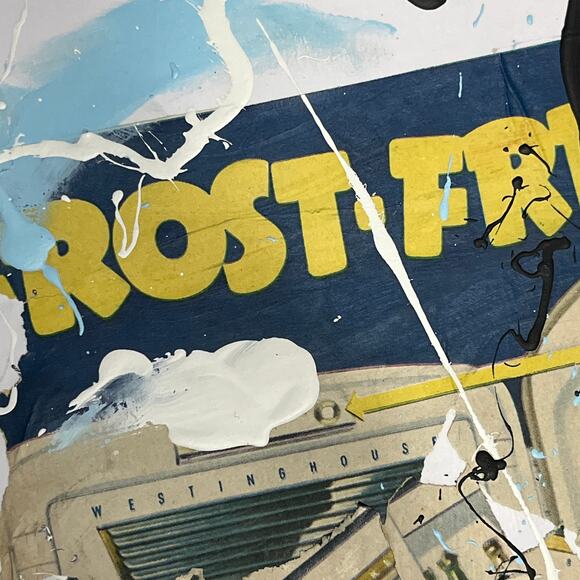 Original Abstract Art Collage Painting 11x14 1950s Westinghouse Refrigerator Ad - Picture 2 of 6